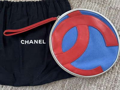 現貨  Chanel vintage 04年雙面運動大logo手拿包，直徑是20厘米