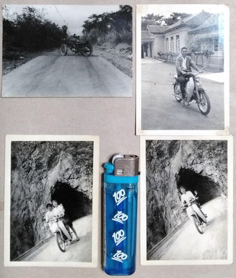 [寶島福利社］早期56年（  富里永平-老機車）合影留影黑白照片4張現況賣HF012