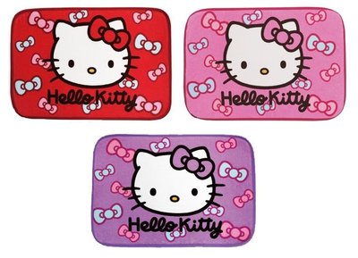GIFT41 土城店 Hello Kitty 凱蒂貓 蝴蝶結絨毛地墊 紅/桃紅/紫 單款 KT-0607A B C