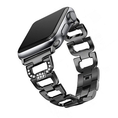 全館免運 蘋果手表Apple watch4表帶 鑲鉆D字扣不銹鋼表帶iWatch5代 40MM44mm時尚金屬鑲鉆不銹鋼