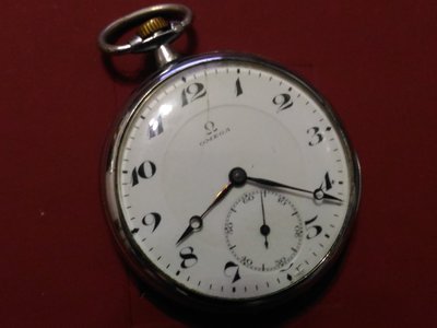 ☆ OMEGA 白瓷琺瑯面古董機械懷錶 ☆