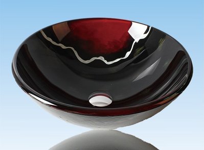 FUO衛浴:42公分 彩繪工藝 藝術強化玻璃碗公盆 (WY15097)預訂!