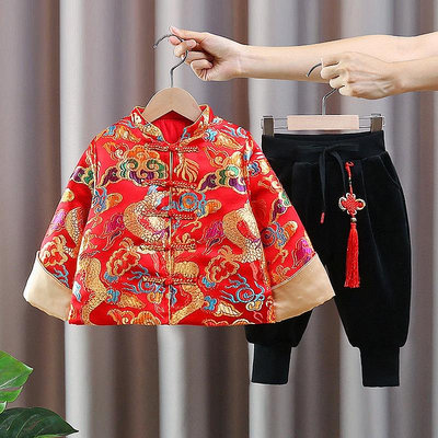 年男童拜年服兒童中國喜慶過年唐裝寶寶漢服