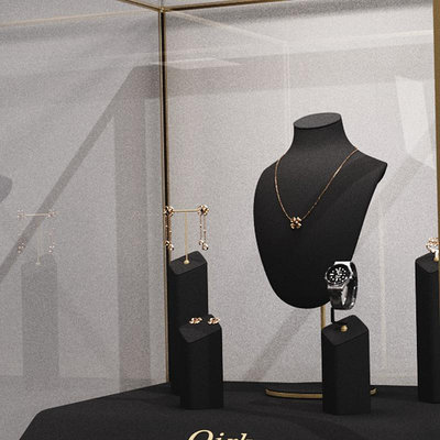 新款超纖大牌櫥窗珠寶首飾展示道具直播項鏈戒指陳列展示架黑