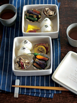 茶藝師 日本進口Studio M和風日式方形陶瓷便當盒壽司盒甜點水果帶蓋碗