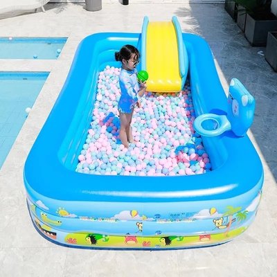 熱賣 小型游泳池室內外充氣帶滑梯夏天家庭版兒童加大游泳池家用戲水池