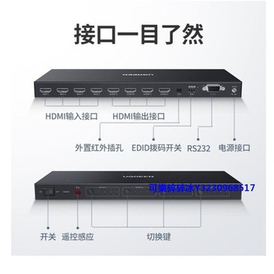 轉換器綠聯HDMI矩陣2.0四進四出切換分配器4K高清視頻切屏器筆記本電腦