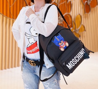 【COCO 精品專賣】Moschino backpack 大型 後背包 變形金剛熊 黑 現貨