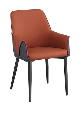【萊夫家居】JF-473-2：橘皮鐵腳餐椅【台中家具】洽談椅 扶手餐椅 造型椅 休閒椅 書桌椅 皮餐椅 皮革+鐵腳