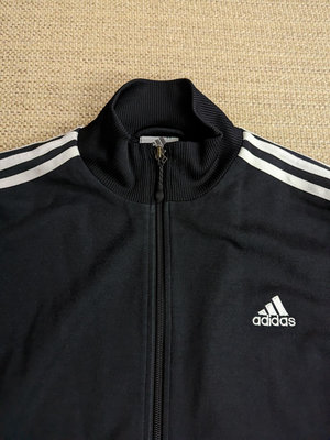 台灣製造 Adidas 黑色運動外套 立領教練外套 M號
