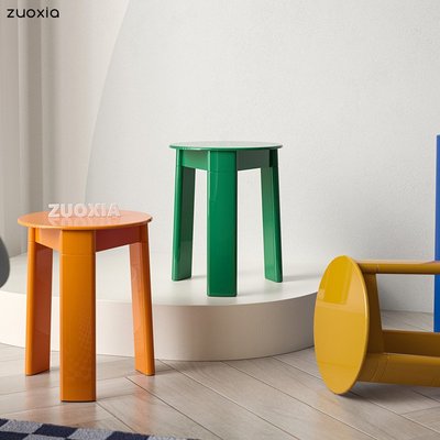 椅凳北歐中古小圓凳 ins家用客廳塑料換鞋凳子現代簡約創意設計師矮凳
