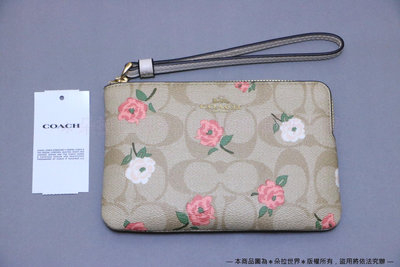 加拿大正品 COACH 蔻馳 經典LOGO玫瑰花風格 拉鍊手腕包 手拿包 手機包 CR973