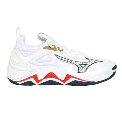 MIZUNO WAVE MOMENTUM 3 男排球鞋-運動 V1GB241346 白黑紅 尺寸:29
