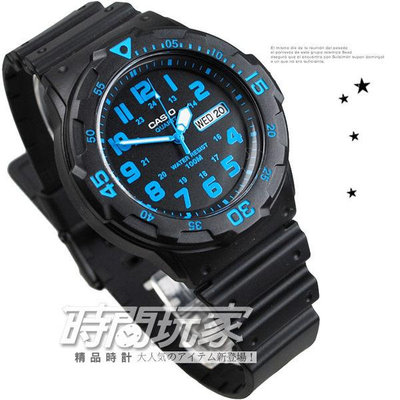 CASIO卡西歐 MRW-200H-2B 指針錶 黑面 藍色數字時刻 日期星期顯示 黑色【時間玩家】