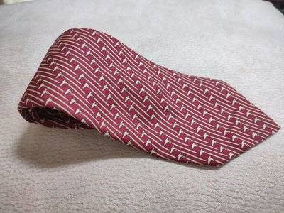 (二手西裝配件)義大利Trussardi經典臘腸狗紋真絲領帶(A879)