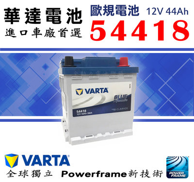全動力-新華達 VARTA 54418(12V44Ah) 歐規 汽車電池 SX4 鈴木適用 同55457 54801