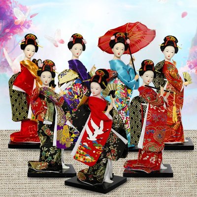 日本人形和服娃娃藝妓娟人料理餐廳裝飾日式手工擺件9寸桌面人偶