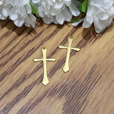 【DIY】13*24mm 銅原色  銅質十字架掛飾  黃銅片【2個18元】【10304】