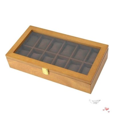 【熱賣下殺】雅式歐式復古木質天窗手錶盒子12只裝手錶展示盒收藏收納盒首飾盒