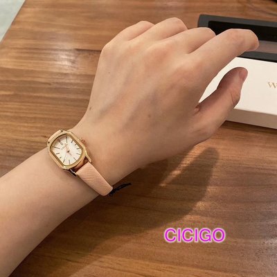 韓國EMO Wesure氣質甜美皮革錶帶小方錶 手錶 粉/紅/綠 Cicigo KB22Y-0516-044