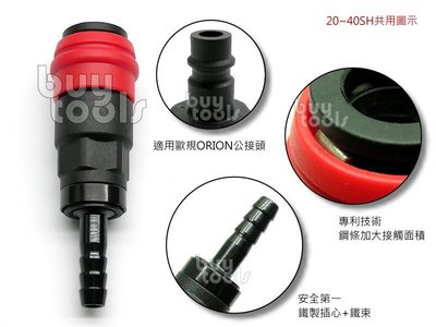 台灣工具-Quick Coupler《專業級》空壓機高壓管/氣動工具快速接頭-20SH*歐規ORION/塑鋼材質「缺貨」