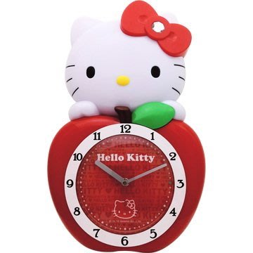 GIFT41 4165本通    重慶門市   Hello Kitty-蘋果造型音樂報時/LED掛鐘   JM-W597