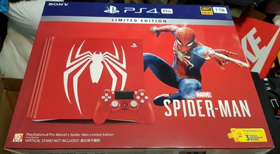 全新 現貨 Sony PS4 Pro 1TB Spider Man 蜘蛛人 同捆機 同捆組 CUH7100 限量 不含遊戲片 免綁 免搭 空機 紅色機 特殊手把