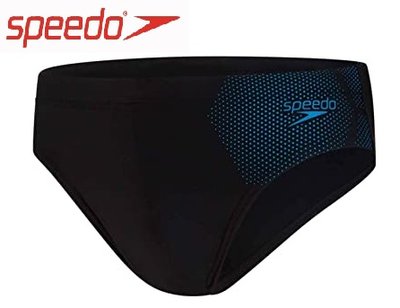 ~有氧小舖~2021 SPEEDO 運動三角泳褲 Tech Placement 7cm 黑x亮藍 特價