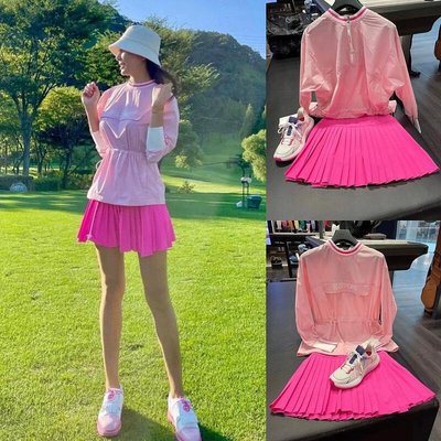 新款推薦 精品高爾夫高爾夫球衣女 韓版女 G4高爾夫服女士秋季時尚風衣減齡百褶短裙-可開發票