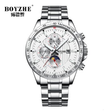 【包大人 D420】BOYZHE全自動機械表鋼表帶時尚镂空watch男士手表3