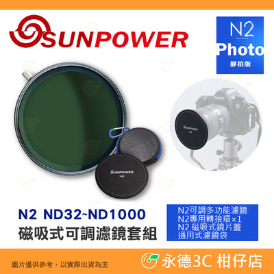 轉接環+鏡片蓋+濾鏡袋 SUNPOWER N2 ND32~ND1000 磁吸式可調濾鏡套組 16mm廣角 抗油污 減光鏡