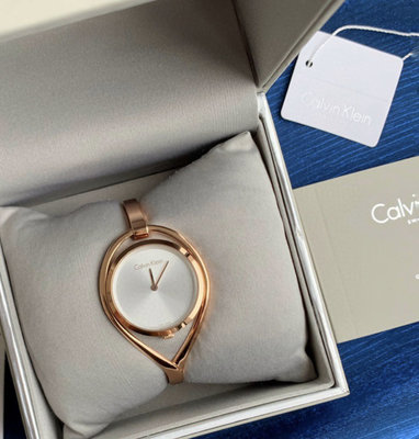 Calvin Klein Light 銀白色錶盤 玫瑰金色 不鏽鋼手鐲式錶帶 石英 女士手錶 K6L2M616 （CK腕錶）
