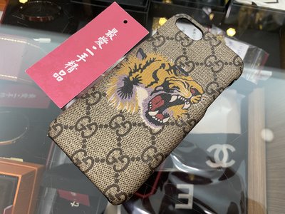 ☆最愛二手精品☆ Gucci  IPhone 8 老虎圖騰拼PVC手機殼 XD1809