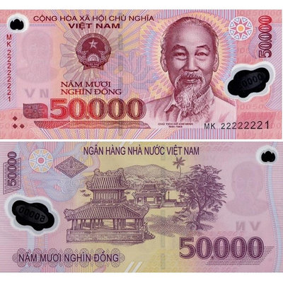 全新UNC 2022年 越南50000盾塑料鈔 P-121 號碼隨機 外國錢幣 錢幣 紙幣 紙鈔【悠然居】81