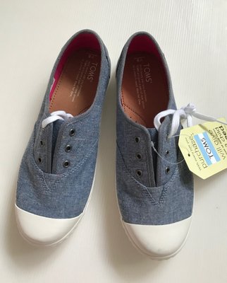 【TOMS】牛仔藍綁帶休閒鞋、size：Y5