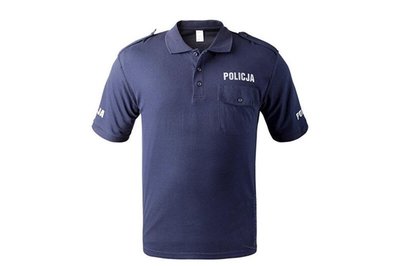 [01] 波蘭 警察 POLICE POLO衫 藍 ( 透氣排汗衫內衣運動軍用特勤襯衫迷彩服戰鬥服棉T短T短袖衣服工作服