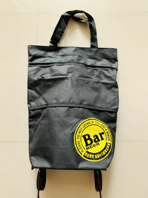 ｛全新｝黑色 Bar Beer 拖輪收納購物袋