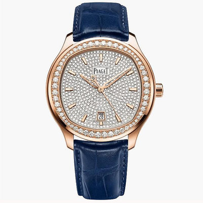 預購 伯爵錶 Piaget Polo系列 Piaget Polo Date腕錶 G0A44011 42mm 鱷魚皮錶帶 18K玫瑰金 鑽石面盤 男錶 女錶