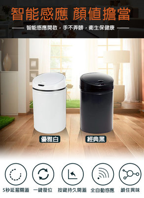 小江的店--【LIFECODE】 炫彩智能感應不鏽鋼垃圾桶(30L-電池款)-兩色可選（黑色/白色）