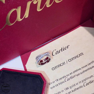 JR精品Cartier 卡地亞 三環戒指 18k白金鑽石戒指 女戒 專櫃正品99新
