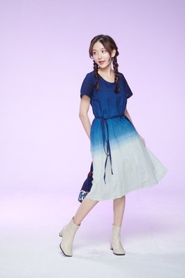 !中國藍Anewei藍染漸層染圓領洋裝F尺寸