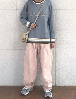 【熱賣精選】CHAMPION冠軍女款衛衣320克純棉毛圈顏色，迷霧藍粉色-LK129550