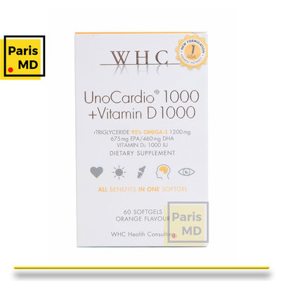 闆娘推薦Paris MD💯比利時代購 WHC UnoCarrdio1000高純度魚油膠囊60粒  高吸收率rTG結構