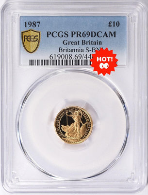 PCGSPR69DC英國1987年10鎊女神金幣。拍下順豐到