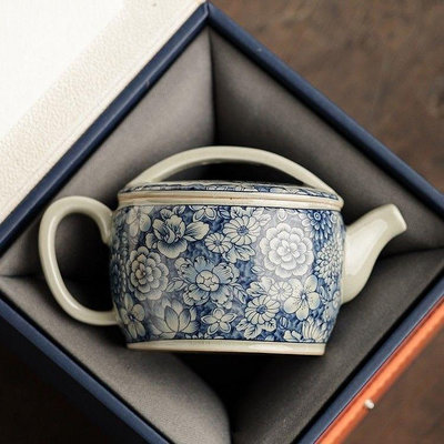 新 景德鎮仿古瓷器漢瓦青花茶壺，老陶泥的開片可以養，顏值和實用性