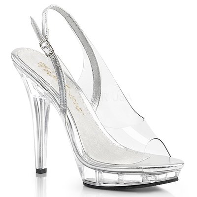 Shoes InStyle《五吋》美國品牌 FABULICIOUS 原廠正品透明高跟魚口涼鞋 有大尺碼『銀白色』