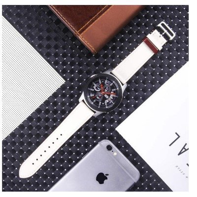 22MM通用錶帶 Galaxy Watch (46mm錶盤)手錶錶 三星Gear S3 Classic單圈愛馬仕真皮錶帶