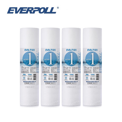 (4支入)EVERPOLL EVB-F101標準型10英吋1微米PP濾芯