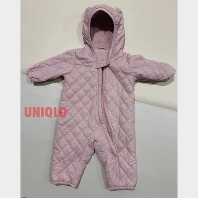 UNIQLO寶寶連身外套兔裝 內刷毛防水防風 粉色60cm