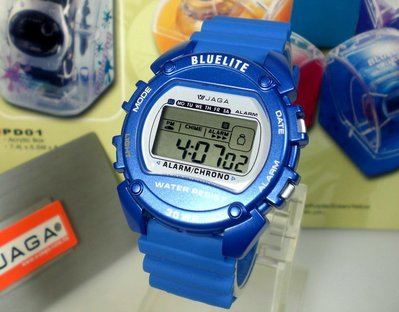 JAGA冷光電子錶 超人氣 似G-SHOCK運動錶 編織帶造型＆地球儀鐘錶 當兵 學生 生日【特價↘299】M175藍